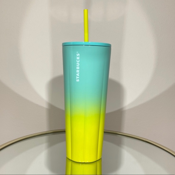 Starbucks Ombre Baby Blue Yellow Puffy Tumbler